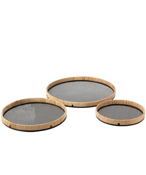 
Set Of 3 Trays Round Metal/Rattan Black/Natural Width50Height4Length50Weight2.095 kgCollectionZomer 2021Colour Black Materiaal: