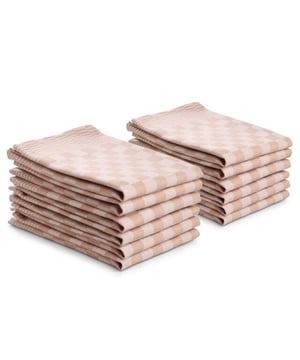 
De tijdloze klassieker voor elke keuken!Katoenen theedoeken uit de DoubleDry Home Collection in een tijdloos design met moderne kleuren. Deze theedoeken zijn gemaakt van hoogwaardige katoen (100%). De katoen is van stevige kwaliteit. Hierdoor gaan deze authentieke theedoeken lang mee en kunnen ze gewoon op 60 graden gewassen worden. De doeken hebben een hoog absorptievermogen, waardoor de vaat en handen makkelijk en snel afgedroogd worden.MogelijkhedenDe doeken zijn te gebruiken voor diverse doeleinden, zoals drogen, schoonmaken en als servet. Daarnaast staan ze ook nog eens mooi bij élke keuken door het authentieke klassieke design dat in meerdere kleuren verkrijgbaar is.MatenDe theedoeken hebben een formaat van 50x70 cm.MaterialenDe doeken zijn gemaakt van hoogwaardige kwaliteit katoen, waardoor ze lang mee gaan en netjes blijven. WasvoorschriftenDe doeken kunnen gewassen worden tot 60 °C. De theedoeken mogen in de droger mits op een lage temperatuur.Inhoud verpakking• 12 stuks theedoek 50x70 cm Product specificaties::  ·       100% hoogwaardige katoen·       Made in Pakistan·       Tijdloos design ·       Luxe kwaliteit·       Extra zacht·       Hoge absorptie·       Handige ophanglus·       Wassen tot 60 graden·       BSCI - gecertificeerd·       Oekotex - gecertificeerd - Afmeting: 50 x 70 cm - Kleur: Zand - Materiaal: Katoen