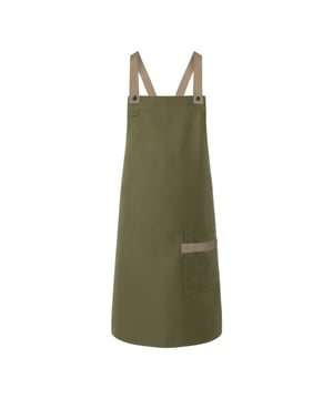 
65% Polyester, 35% Katoen. Stof: Keperstof. Breedte: 85cm. Lengte: 70cm. Zakken: 1 voorzak, pennenlus. Contrasterende bandjes, onderhoudsvriendelijk, afneembare bandjes. Bevestiging: gekruiste riem, drukknoop. Ontwerp: Eenvoudig. 215gsm. Duurzaamheid: Oeko-Tex Standaard 100 Gecertificeerd, WRAP Gecertificeerd. Stijl: Pinafore.