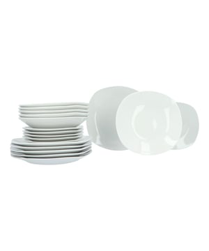 
Een mooie bijzonder 18 delig wit porseleinen servies waardoor je net wat anders hebt dan basic maar wel een neutraal servies hebt. Deze bordenserie is niet vierkant maar ook niet rond, net er tussenin. Hierdoor is het onderscheidend en toch tijdloos. Het servies uit deze serie is van porselein en uitgevoerd. In de serie zijn dinerborden, ontbijt/dessert borden en diepe borden verkrijgbaar. Met de serie Plaza wordt tafel dekken iedere avond een feestje.Productkenmerken:set van 6 ontbijtborden, 6 dinerborden en 6 diepe bordenDinerborden 25 cmDiepe borden 22 cm Ontbijtborden 20,5 cmKleur: WitMateriaal: porseleinExtra losse items in deze serie:8720572202900  4goodz Plaza - Set van 6 stuks Porseleinen Dinerborden 25 cm - Wit8720572202917  4goodz Plaza - Set van 6 stuks Porseleinen diepe borden 22 cm - Wit8720572202924  4goodz Plaza - Set van 6 stuks Porseleinen Ontbijtborden 20,5 cm - Wit - Afmeting: - Kleur: Wit - Materiaal: Porselein