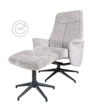 
Ontspan in stijl en comfort met onze relaxfauteuil Bindy met bijpassende hocker. Deze relaxstoel en poef zijn bekleed met een zachte en duurzame stof met velvet-look, waardoor ze niet alleen een stijlvolle uitstraling hebben, maar ook heerlijk aanvoelen om in weg te zakken na een lange dag.Het ontwerp van de fauteuil zorgt voor optimale ondersteuning en comfort, met een verstelbare rugleuning die je in staat stelt om te zitten, loungen en zelfs liggen. De hoge rugleuning en gewatteerde armleuningen creëren een cocoon van ontspanning, terwijl de 360-graden draaibare basis maximale veelzijdigheid biedt, zodat je gemakkelijk vanuit elke hoek kunt genieten.De bijpassende poef, met afmetingen van H45 x B 48 x D 38 cm, biedt de perfecte plek om je voeten op te laten rusten voor een complete loungervaring. Merk: Home67 Materiaal: Metaal,Synthetisch Kleur: Taupe EAN: 8720769978922