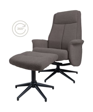 
Ontspan in stijl en comfort met onze relaxfauteuil Bindy met bijpassende hocker. Deze relaxstoel en poef zijn bekleed met een zachte en duurzame bouclé stof, waardoor ze niet alleen een stijlvolle uitstraling hebben, maar ook heerlijk aanvoelen om in weg te zakken na een lange dag.Het ontwerp van de fauteuil zorgt voor optimale ondersteuning en comfort, met een verstelbare rugleuning die je in staat stelt om te zitten, loungen en zelfs liggen. De hoge rugleuning en gewatteerde armleuningen creëren een cocoon van ontspanning, terwijl de 360-graden draaibare basis maximale veelzijdigheid biedt, zodat je gemakkelijk vanuit elke hoek kunt genieten.De bijpassende poef, met afmetingen van H45 x B 48 x D 38 cm, biedt de perfecte plek om je voeten op te laten rusten voor een complete loungervaring. Merk: Home67 Materiaal: Metaal,Synthetisch Kleur: Bruin EAN: 8720791961565