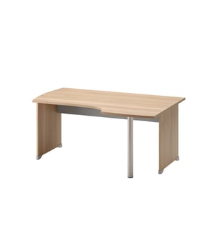 
De JAZZ+ collectie is functioneel en verfijnd in beuken of grijs eiken, onze 2 heldere en moderne afwerkingen - Het compacte 90° rechte bureau is het ideale bureau om in alle sereniteit te werken thuis, op kantoor of op het werk. Het vormt een hoek van 90° aan de rechterkant om meer werkruimte te bieden. - Het bureau is ook verkrijgbaar met een hoek van 90° links en in twee afwerkingen: beuken of grijs eiken - Onderkant, voorkant en bovenbladen van grijs eiken zijn gemelamineerd voor een grotere stevigheid in de tijd - Kenmerken van het hoekbureau - Breedte 160 cm x Hoogte 74 cm x Diepte 105 cm - Boven- en zijkanten van gemelamineerd spaanplaat dat grijs eiken of beuken imiteert, randen in Dezelfde afwerking met afgeschuinde randen aan de voor- en achterkant van het bovenblad. - Achterwand van gemelamineerde spaanplaat met donkergrijze imitatie, randen in Dezelfde afwerking. - In hoogte verstelbare buispoot met een diameter van 60 mm in grijs gelakt staal. - Bureauglijders in ABS satijngrijs. Merk: CaliCosy Kleur: Wooden Effect