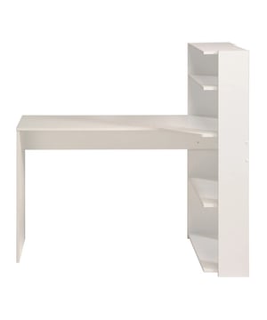 
Ontdek ons kantoor met opbergruimte Mister, waarmee je zowel comfortabel kunt werken met zijn compacte blad van 120 cm, als een opslagruimte kunt creëren met zijn vier planken waar je boeken kunt plaatsen en je mooiste objecten kunt tentoonstellen. Productkenmerken: Bureau/Bibliotheek met een gevormd blad, gemaakt van spaanplaat bedekt met wit decoratief papier. Herkomst: Gemaakt in Frankrijk. Productafmetingen: Lengte 121,6 cm x Breedte 64,2 cm x Hoogte 121,1 cm - Netto gewicht: 28 kg. Verpakkingsafmetingen: Lengte 64,2 cm x Hoogte 6,7 cm x Diepte 129,3 cm - Bruto gewicht: 28 kg. Merk: CaliCosy Kleur: White
