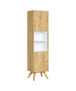 
Ontdek onze vitrinekast met 2 deuren, planken en een natuurlijke uitstraling. Ideaal om elke kamer in huis mee in te richten, geeft deze vitrinekast extra opbergruimte aan uw ruimte. De kast heeft twee deuren met daarachter 2 planken en een vak om aparte opbergruimtes te creëren. Een rij LED-verlichting onder de middelste plank verlicht het open gedeelte. Productkenmerken: 2 deuren en 1 vak, 3 planken, LED-verlichting met kabels en schakelaar. Massief houten poten en handgrepen (eikenhout). Gemaakt in Europa. PEFClabel. Productafmetingen: Lengte 50,5 cm x Breedte 40 cm x Hoogte 207,5 cm. Gewicht 41,05 kg. Productcompositie: Gemaakt van geperst hout met melamine afwerking. Massief houten poten en handgrepen (eikenhout). Afmetingen van de pakketten: Pakket nr. 1: Breedte 68 cm x Diepte 44,5 cm x Hoogte 25,5 cm. Gewicht 20,4 kg. Pakket nr. 2: Breedte 191 cm x Diepte 55,5 cm x Hoogte 4 cm. Gewicht 18,8 kg. Pakket nr. 3: Breedte 70,6 cm x Diepte 52 cm x Hoogte 4,5 cm. Gewicht 6,6 kg. Nature is een elegante collectie die puur design combineert met zachte lijnen en hout- en witte decors. De massief houten poten geven de meubels een lichte uitstraling en een Scandinavische inspiratie. Elk meubel is verkrijgbaar met houten decors of in het wit. De Nature-collectie bestaat uit dressoirs, commodes, planken, kasten en vitrinekasten om elke kamer in uw huis stijlvol mee in te richten. Merk: CaliCosy Kleur: Wooden Effect