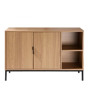 
Productkenmerken:Dressoir met 2 deuren + 2 open vakken. 1 plank achter de 2 deuren. Poten van zwart metaal, 18 cm hoog. Deuren van 15 mm melamine MDF, kast van 15 mm spaanplaat met papierdecor. Houtgroeflook. Productafmetingen: Lengte 110 cm x Diepte 40 cm x Hoogte 72 cm - Nettogewicht: 28,8 kg. Pakketafmetingen: Pakket nr. 1: Lengte 116,5 cm x Diepte 46 cm x Hoogte 16,2 cm - Bruto gewicht: 29,8 kg.  Merk: CaliCosy Kleur: Wooden Effect