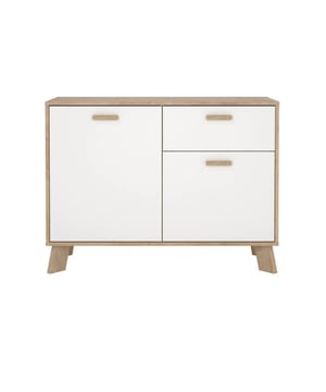 
Productkenmerken : Constructie van spaanplaat.Onderstel van MDF.2 deuren met 2 in hoogte verstelbare legplanken, 1 lade.Kogelladegeleiders van metaal.Metalen scharnieren.Handgrepen van massief hout.Productafmetingen : Lengte 98,7 cm x Breedte 39,1 cm x Hoogte 73,0 cm - Nettogewicht: 27,5 kg.Pakketafmetingen :Pakket nr. 1: Lengte 52,1 cm x Diepte 106,6 cm x Hoogte 11,7 cm - Brutogewicht: 28,5 kg. Merk: CaliCosy Kleur: White