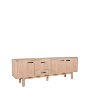 
Dressoir Cali van LABEL51 is een prachtig meubel uitgevoerd in naturel eikenfineer. Een slim vormgegeven meubel waar op stijlvolle wijze spullen in opgeborgen kunnen worden.Dit fris ogende dressoir, uitgevoerd in de kleur naturel is gemaakt van eikenfineer. Dressoir Cali is een asymmetrisch meubel met drie ruimtes verdeeld door een vaste plank en afgesloten door een deur, voorzien van moderne greepjes. Hiertussen bevindt zich een ruime lade en een royale ruimte afgesloten door een deur om extra veel spullen op te kunnen bergen. De strakke poten geven het geheel een luchtige uitstraling en zorgen ervoor dat het meubel stevig op de grond staat.Dressoir Cali straalt sfeer uit door zijn charmante design en vormt het perfecte meubel voor een industrieel retro interieur met een modern accent. Bekijk de hele serie Cali en combineer verschillende meubelen om een perfect geheel te creëren.• Hoge kast Cali is verkrijgbaar in drie houtkleuren• Dressoir Cali is handgemaakt en die authenticiteit spat van het meubel af• Dressoir Cali is een functioneel meubel met heel veel mogelijkheden - Afmeting: 45x220x77 - Kleur: Beige - Materiaal: Hout