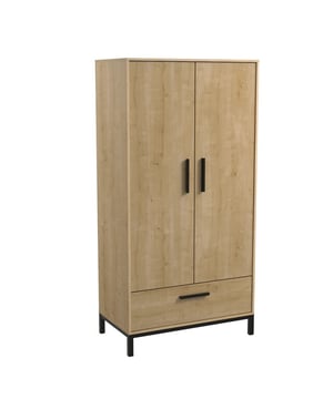 
Ontdek onze Kast met 2 deuren en 1 lade in eik en mat zwart Craft - H180,1 cm. De brede kledingstang en lade bieden voldoende ruimte om uw spullen op te bergen en te sorteren. Deze kast is ideaal omdat hij geen vloerruimte in beslag neemt. De industriële stijl past bij elk interieur. Productkenmerken: Hoofdmateriaal: Spaanplaat. 2 deuren met een zwarte gelakte kledingstang van 86,6 cm. 1 lade onderaan (bruikbare afmetingen L 82,6 x D 38,7 x H 14,6 cm). Zwarte achtervezel. Zelf te monteren. Productafmetingen: Lengte 90,7 cm x Hoogte 180,1 cm x Diepte 50 cm - Nettogewicht: 53,66 kg. Verpakkingsafmetingen: Verpakking nr. 1: Lengte 52,3 cm x Hoogte 7,5 cm x Diepte 182,5 cm - Bruto gewicht: 35 kg. Verpakking nr. 2: Lengte 51,7 cm x Hoogte 8,5 cm x Diepte 98 cm - Bruto gewicht: 21 kg. Totaal bruto gewicht: 56 kg. Merk: CaliCosy Kleur: Wooden Effect