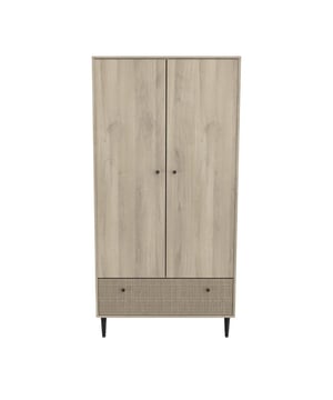 
Ontdek onze 2-deurs kast met 1 lade, eiken kronberg decor, rotan en mat zwart Saïgon - H181,1 cm. De kledingstang en brede lade bieden ruimte voor veel spullen. Het formaat neemt niet veel ruimte in beslag op de vloer. Het rotanpatroon op de lade voegt een mooi decoratief accent toe. De stijl past bij elk interieur. Productkenmerken: Hoofdmateriaal: Spaanplaat. 2 deuren met een zwarte gelakte kledingstang van 86,6 cm. 1 lade aan de onderkant (bruikbare afmetingen L 82,6 x D 38,7 x H 14,6 cm). Zwarte achterwand. Knoppenhandgrepen en conische poten van gelakt zwart plastic. Let op, dit is geen natuurlijk materiaal, maar een rotan patroon. Zelf te monteren. Productafmetingen: Lengte 90,7 cm x Hoogte 181,1 cm x Diepte 50 cm - Nettogewicht: 52,38 kg. Verpakkingsafmetingen: Verpakking nr. 1: Lengte 52,3 cm x Hoogte 8,5 cm x Diepte 112 cm - Brutogewicht: 21 kg. Verpakking nr. 2: Lengte 51,7 cm x Hoogte 7,5 cm x Diepte 170,5 cm - Brutogewicht: 33,5 kg. Totaal brutogewicht: 54,5 kg. Merk: CaliCosy Kleur: Wooden Effect