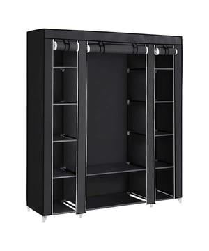
Productkenmerken: Draagbare kast, opvouwbare kast. Kledingopslag met hangrail, planken. Bekleding van 95 g/m² geweven stof. Afneembare bekleding om alleen de planken zichtbaar te maken. Ideaal voor slaapkamer, kleedkamer, wasruimte. Grote capaciteit: deze stoffen kledingkast meet 45 x 150 x 175 cm en biedt voldoende ruimte voor al uw kleding. De hangrail van 132 cm hoog is perfect voor lange kledingstukken zoals jassen en winterjassen. Constructie van 16 mm metalen buizen, PP kunststof verbindingsstukken. Statische draagcapaciteit per plank: 5 kg max. Statische draagcapaciteit van de hangrail: 15 kg. Productafmetingen: Breedte 45 cm x Lengte 150 cm x Hoogte 175 cm - Nettogewicht: 5,58 kg. Verpakkingsafmetingen: Breedte 9,5 cm x Hoogte 38 cm x Diepte 80 cm - Brutogewicht: 6 kg. Merk: CaliCosy Kleur: Black