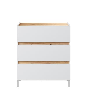 
Kenmerken van het product:Ladekast met 3 lades. Ladefronten met geïntegreerde handgreep. Spaanplaten categorie E1, PEFC-gecertificeerd, met melamine-oppervlak. Metalen scharnieren van kleppen, ABS-geluiddempers en krasbestendige pads. Decor eiken nodi en wit.  Productafmetingen: Lengte 79 cm x Breedte 41 cm x Hoogte 90 cm - Nettogewicht: 29,79 kg. Verpakkingsafmetingen:Pakket nr. 1: Lengte 92,1 cm x Hoogte 15 cm x Diepte 45,1 cm - Bruto gewicht: 30,4 kg.  Merk: CaliCosy Kleur: Wooden Effect