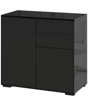 
Met deze opbergkast van HOMCOM creëer je snel de nodige opbergruimte en orde. Het eenvoudige ontwerp maakt deze opbergkast tot een subtiel en onopvallend hoogtepunt in je huis. Tegelijkertijd bieden het bijzetkastje en de laden veel opbergruimte voor je dagelijkse accessoires en benodigdheden. Je kunt je huis naar wens inrichten met de verstelbare plank die zich aan je behoeften aanpast.Kenmerken: Ideaal voor het opbergen van mappen, documenten, boeken en nog veel meer Geschikt voor woonkamer, eetkamer, slaapkamer en studeerkamer Met twee laden, twee kastdeuren en veel opbergruimte Uitschuifbare planken van de opbergkast voor persoonlijke opslag Push-click deuren van het bijzetkastje voor meer comfort Duurzame spaanplaat Met kantelbeveiliging Maximale belasting 50 kg Montage vereistTechnische specificaties: Kleur: Zwart Materiaal: Spaanplaat Afmetingen: 79B x 36D x 74H cm Binnenmaat lade: 31,5B x 28,5D x 6H cm Kleine kastdeur afmeting: 37,6B x 40,9H cm Afmeting grote kastdeur: 37,6B x 68,7H cm Draagvermogen: 50 kg (totaal), 5 kg (elke lade) - Afmeting: - Kleur: Zwart - Materiaal: Spaanplaat