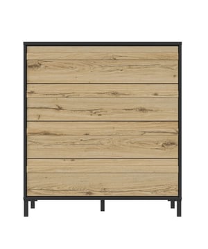 
De sterke slaapkamer MIMIZAN is ontworpen door eigentijdse vormen te mengen met industriële kleuren. Deze combinatie van stijlen geeft het een zeer moderne uitstraling. Deze collectie is samengesteld uit verschillende meubelen, zodat u uw kamer zo goed mogelijk kunt inrichten naargelang uw beschikbare ruimte. MIMIZAN is de slaapkamer met de hedendaagse geest van het moment, een mix van zeer functionele vormen en zeer warme kleuren. Het is ideaal om u vele jaren te vergezellen. Eigenschappen: Meubels vervaardigd in Frankrijk Optimaal opbergvolume dankzij de 4 laden, op een beperkt vloeroppervlak Opening van de laden door grote profielen gecoat in alle breedtes Binnenboxen van de laden in zwart, passend bij de box van de ladekast Samenstelling van het product: Spaanplaat bekleed met Helvezia eiken imitatiepapier Zwarte ABS poten Afmetingen: Lengte 94 cm x Breedte 45 cm x Hoogte 104 cm Gewicht 45400 gr Afmetingen verpakking: Pakket n°1 : Hoogte 15 cm x Breedte 46 cm x Diepte 97 cm - Brutogewicht 32 kg Pakket n°2 : Hoogte 7 cm x Breedte 47 cm x Diepte 100 cm - Brutogewicht 14 kg Merk: CaliCosy Kleur: Wooden Effect