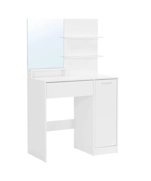 
Ontdek onze Kaptafel met spiegel, 1 lade, 2 planken en opbergkast en bewaar al uw cosmetische producten op één plek, zodat u ze niet meer hoeft te zoeken! De moderne stijl past bij elk interieur en de vele opbergmogelijkheden zijn zeer functioneel in het dagelijks leven. Productkenmerken: Hoofdmateriaal: spaanplaat. Geleverd als bouwpakket. Handleiding bijgevoegd. Zelf te monteren. Spiegel. 1 lade. 2 planken. Opbergkast. Productafmeting: Breedte 80 cm x Hoogte 132 cm x Diepte 40 cm - Nettogewicht: 27,5 kg. Afmetingen pakket: Pakket nr. 1: Hoogte 46 cm x Breedte 88,5 cm x Diepte 18 cm - Brutogewicht: 31,9 kg. Merk: CaliCosy Kleur: White