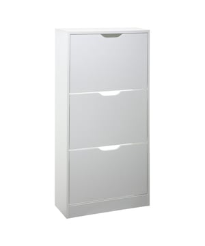 
Met deze schoenenkast met 3 lades berg je schoenen netjes en overzichtelijk op. Ideaal als je liever je schoenen uit het zicht hebt in bijvoorbeeld de hal, slaapkamer of andere ruimtes. Hij is voorzien van drie afzonderlijke opbergvakken. Omdat dit schoenenrek ten opzichte van de andere schoenenkasten uit deze range 30 cm diep is kunnen hier net wat grotere en hogere schoenen in worden opgeborgen.Een perfect ontworpen schoenenkast voor plaatsing tegen de wand om netjes en overzichtelijk je schoenen op te bergen. Deze schoenenkast heeft 3 afzonderlijk te openen vakken waarin je schoenen kunt opbergen. Hoogte opbergvak 35 cm en diepte opbergvak 22 cm. Afmetingen kast: hoog 118 cm x breed 60 cm x diep 24 cm.  Levering is inclusief duidelijke montagehandleiding.Kenmerken 4goodz schoenenkast 3 lades:Afmetingen:  24x 60  x 119 cm (lxbxh)Kleur: WitGelamineerd Eenvoudig en snel te monterenGewicht: 19,3 kg (20,5 incl verpakking)Verpakkingsafmeting:  37 x 10 x 120 cmGeschikt voor 18 paar schoenenOptioneel muurmontageOm te voorkomen dat het product kantelt, moet het met een muur worden gebruikt. Gebruik alleen schroeven en pluggen geschikt voor het wandmateriaal om ervoor te zorgen dat de bevestigingsmiddelen bestand zijn tegen de gegenereerde krachten.  Muurmontage is niet bijgeleverd, omdat we niet weten in wat voor wand het gemonteerd wordt. Voor advies over geschikt wandbeslag, neemt u contact op met de een doe het zelf winkel bij u in de buurt.  - Afmeting: - Kleur: Wit - Materiaal: Spaanplaat