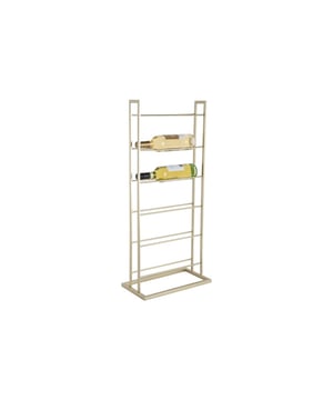 
Wine Rack – stijlvolle opslag voor je wijnEen wine rack van Present Time biedt zowel wand- als vloeroplossingen voor het opslaan van je favoriete wijnen. Kies het model dat het beste bij je stijl past. Elk model is beschikbaar in zwart en goud, waardoor je altijd een elegante en praktische optie hebt om je wijncollectie te presenteren. - Afmeting: 38x20x84,5 - Kleur: Goud - Materiaal: Metaal