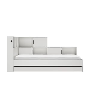 
Op zoek naar opbergruimte in uw slaapkamer? Dan is dit Bed met Opbergruimte 90x200 cm - Erwan ideaal voor u! Met zijn vele planken en brede lade kunt u uw beddengoed, boeken en andere spullen geoptimaliseerd en binnen handbereik plaatsen. Dankzij de witte en grijze kleuren kunt u dit meubelstuk gemakkelijk in uw slaapkamer plaatsen, ongeacht de huidige inrichting. Productkenmerken: - Spaanplaat bekleed met imitatiepapier in Grijs Moon of wit. - Meubel wordt geleverd in een bouwpakket. Zelf te monteren. Montagehandleiding inbegrepen. - 2 jaar garantie. Meubel gemaakt in Frankrijk. - Bedmaat 90x200. - Lade voor opbergruimte over de volledige lengte van het bed. - Grote opbergplanken aan 2 zijden van het bed, sommige met schuifdeuren. - Wordt geleverd met een haak om een koptelefoon op te hangen. - Omkeerbare opbergomgeving bij montage. - Matrasafmetingen: 90x200. - Bedframe afmetingen: 221 x 104 x 120. - Matras niet inbegrepen. - Lattenbodem niet inbegrepen. - Productafmetingen: Breedte 221 cm x Hoogte 104 cm x Diepte 120 cm - Nettogewicht: 76,6 kg. Afmetingen van het pakket: - Pakket nr. 1: Hoogte 7 cm x Breedte 70 cm x Diepte 114 cm - Bruttogewicht: 28 kg. - Pakket nr. 2: Hoogte 19 cm x Breedte 27 cm x Diepte 108 cm - Bruttogewicht: 28 kg. - Pakket nr. 3: Hoogte 7 cm x Breedte 36 cm x Diepte 207 cm - Bruttogewicht: 26 kg. Merk: CaliCosy Kleur: White
