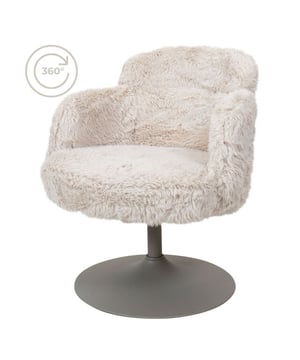 
Fauteuil Scottie Fluffy Creme is een blikvanger in je interieur! De zachte, aaibare bekleding in een neutrale crèmekleur zorgt voor een knusse en warme uitstraling. Het ergonomische ontwerp met armleuningen biedt optimaal zitcomfort, ideaal voor lange ontspanningsmomenten. Dankzij de stevige metalen draaivoet in de kleur taupe heeft de stoel een moderne uitstraling en biedt hij stabiliteit. Merk: Home67 Materiaal: Synthetisch Kleur: Wit