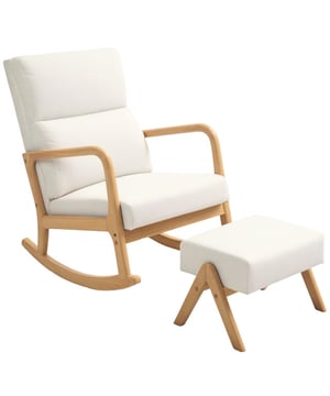 
Schommel comfortabel op het elegant gevormde houten frame terwijl u wegzakt in het zitkussen of uw voeten op de bijpassende voetenbank legt. De chique linnenlook bekleding van de stoel en voetenbank voegt een stijlvolle touch toe aan elke kamer en maakt ontspannen een zeer aangename ervaring.Kenmerken: Schommelstoel wiegt zachtjes heen en weer voor ontspanning Schommelstoel en kruk kunnen samen of afzonderlijk worden gebruikt voor flexibiliteit Brede zitting, 18 cm dik rugkussen met linnenlook stoffen bekleding zorgt voor verhoogd zitcomfort Schommelstoelpoten van rubberhout met antislip viltstrips voor stabiliteit Elegante uitstraling, geschikt voor verschillende omgevingen Montage vereistTechnische gegevens: Kleur: Crèmewit Materialen: Imitatie linnen (100% polyester), rubberhout, schuim Afmetingen stoel: 65B x 96D x 94,5H cm Afmetingen kruk: 54B x 36D x 35H cm Zitmaat: 58,5B x 47D x 45,5H cm Afmetingen rugleuning: 58,5 B x 58 H cm Rugleuningdikte: 18 cm Afmetingen armleuning: 80B x 3,5D cm Draagvermogen: 150 kg - Afmeting: - Kleur: Crème - Materiaal: Hout