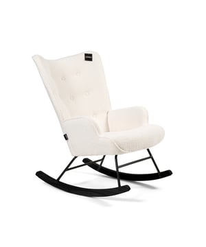 
Heerlijke zachte Aemely schommelstoel bekleed met een super leuke, witte schapenstof. Deze leuke witte schommelstoel met zwarte poten is perfect voor bijvoorbeeld op de baby kamer of in de woonkamer! De zachte stof en dikke vulling zorgen voor een fijn zitcomfort. De rug is 67 cm lang en de diepte 45cm. De totale hoogte van de stoel is 92 cm, de diepte 68 cm en de breedte 65 cm. Materiaal Bekleding: Kunstschapenstof Frame: Metaal Poten: Massief beukenhout Kleur Bekleding: Wit Frame: Zwart Poten: Zwart beukenhout Afmetingen Hoogte: 92 cm | diepte: 68 cm | breedte 65 cm Zithoogte: 45 cm | Zitdiepte: 45 cm Montage Poten en frame moeten gemonteerd worden Duidelijke handleiding bijgeleverd Merk: Aemely Materiaal: Stof;Metaal;Hout Kleur: Wit