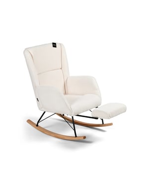 
Aemely Schommelstoel 'Relax' Wit Teddy Stof - De Perfecte Keuze voor Jouw Babykamer Deze luxueuze schommelstoel met zachte teddy bekleding is speciaal ontworpen voor jonge ouders die op zoek zijn naar comfort, stijl en functionaliteit. Of je nu je baby wilt wiegen, voeden of gewoon wilt ontspannen na een lange dag - deze schommelstoel voor de babykamer biedt de perfecte combinatie van ergonomie en design. Met zijn elegante zwarte metalen frame en natuurlijke beukenhouten poten past deze schommelstoel teddy naadloos in elke moderne babykamer of huiskamer. De poten zijn bovendien ook in de kleur zwart verkrijgbaar.  Voordelen van deze schommelstoel Optimaal zitcomfort met voetsteun - De uitklapbare voetsteun zorgt voor complete ontspanning van je benen en voeten tijdens het voeden of wiegen van je baby Ergonomische hoge rug met Merk: Aemely Materiaal: Stof;Metaal;Hout Kleur: Wit