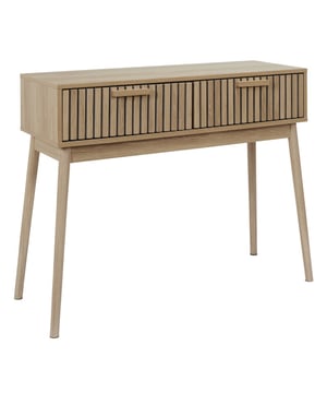 
Mooie sidetable bijzettafel voorzien van paneelfrontjes, horende tot de meubelserie Klaus. De 2 lades bieden veel opbergruimte en de rails hebben een verbeterd openings- en sluitsysteem voor soepeler glijden.Het is een mooie bijzettafel voor de entree van het huis, de slaapkamer, de hal en zelfs de kinderkamer. Het product wordt ongemonteerd geleverd en is volgens de instructies in elkaar te zetten.KenmerkenAfmetingen: 35x100x80 cmGewicht: 20 kgMateriaal: spaanplaat met MDFMerk: Home Deco FactorySerie KlausEenvoudige zelfmontage - Afmeting: - Kleur: Bruin - Materiaal: Hout