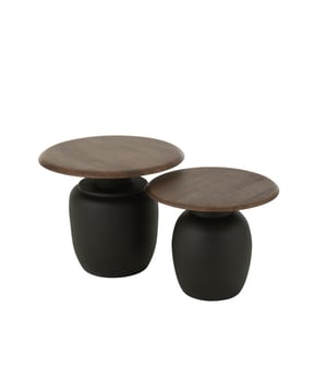 
Set Of 2 Side Table Oval Iron Dark Brown Width56Height45Length56Weight9.5 kgCollectionWinter 2025Colour BrownMaterial compositionIron(60%),mango wood(40%) Materiaal: