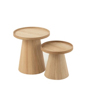 
Set Of 2 Sidetables Round+Edges Wood Natural Width45Height50Length45CollectionZomer 2024Colour NaturalMaterial compositionMdf(95%),veneer(5%)Max seating weight20Mounting requiredYes Materiaal:
