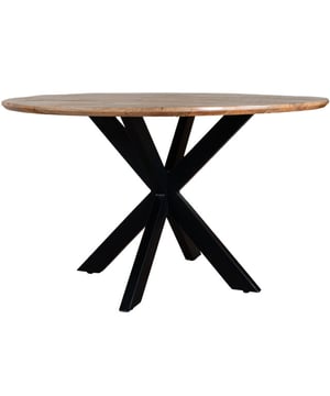 
Ontdek onze ronde Eettafel Icon van Mangohout. Deze prachtige tafel is vervaardigd uit duurzaam mangohout en heeft een uniek conisch aflopend blad. Het hout straalt warmte en karakter uit, terwijl het ronde ontwerp een gezellige sfeer creëert voor elke eetkamer. Afmetingen: 130 x 130 x 77 cm. Goed om te weten: Deze ronde eettafel wordt gratis thuis bezorgd. Mocht de eettafel na ontvangt toch geen match zijn met jouw interieur, is het uiteraard mogelijk de tafel te retourneren. De metalen kruispoot is gemaakt van zwart metaal en moet nog aan het mangohouten blad gemonteerd worden. Onderhoud Mangohout heeft in het algemeen weinig onderhoud nodig en is behandeld tegen vocht en vlekken. Wij geven echter geen garantie op het eventueel ontstaan van oneffenheden. Om beschadigingen, vlekken en kringen te voorkomen, raden wij aan om onderzetters en/of viltjes te gebruiken. Het mangohout is afgewerkt met een beschermlaag. Om het hout te beschermen én mooi en levendig te houden raden wij aan om het hout 2 tot 4 keer per jaar te behandelen met Elite Polish. Merk: Home67 Materiaal: Mangohout,Metaal Kleur: Bruin;Zwart EAN: 8720769979332
