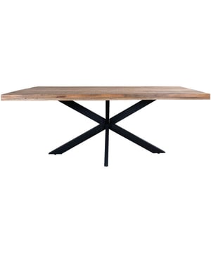 
Eettafel Rabel is een mooie toevoeging aan de eethoek. De eettafel heeft een blad van mangohout en een metalen spinpoot. De metalen spinpoot draagt bij aan de industriële stijl en geeft de tafel veel stabiliteit. Omdat het blad een natuurlijk product is kan de kleur van de afbeelding afwijken van het product dat je thuis geleverd krijgt. Onderhoud Mangohout heeft in het algemeen weinig onderhoud nodig en is behandeld tegen vocht en vlekken. Wij geven echter geen garantie op het eventueel ontstaan van oneffenheden. Om beschadigingen, vlekken en kringen te voorkomen, raden wij aan om onderzetters en/of viltjes te gebruiken. Het mangohout is afgewerkt met een beschermlaag. Om het hout te beschermen én mooi en levendig te houden raden wij aan om het hout 2 tot 4 keer per jaar te behandelen met Elite Polish. Merk: Home67 Materiaal: Mangohout,Metaal Kleur: Bruin;Zwart EAN: 8720769975532