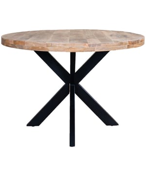 
Eettafel Moos brengt een fijne sfeer in huis! Door de ronde vorm van de eettafel kun je gezellig bij elkaar zitten en iedereen in de ogen aankijken. Deze ronde tafel neemt niet veel plek in, maar is groot genoeg om met vier mensen aan te zitten. Het blad is gemaakt van massief mangohout en in combinatie met het metalen kruispoot onderstel zorgt het voor een industriële look in het interieur. Afmetingen: 120 x 120 x 77 cm. Goed om te weten: Deze ronde eettafel wordt gratis thuis bezorgd. Mocht de eettafel na ontvangt toch geen match zijn met jouw interieur, is het uiteraard mogelijk de tafel te retourneren. De metalen spinpoot is gemaakt van zwart metaal en moet nog aan het mangohouten blad gemonteerd worden. Onderhoud Mangohout heeft in het algemeen weinig onderhoud nodig en is behandeld tegen vocht en vlekken. Wij geven echter geen garantie op het eventueel ontstaan van oneffenheden. Om beschadigingen, vlekken en kringen te voorkomen, raden wij aan om onderzetters en/of viltjes te gebruiken. Het mangohout is afgewerkt met een beschermlaag. Om het hout te beschermen én mooi en levendig te houden raden wij aan om het hout 2 tot 4 keer per jaar te behandelen met Elite Polish. Merk: Home67 Materiaal: Mangohout,Metaal Kleur: Bruin;Zwart EAN: 8720769975884