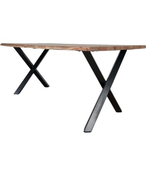 
De eettafel Pluma is een mooie toevoeging aan de eethoek. De eettafel heeft een blad van accaciahout en een metalen frame. De rand van het hout volgt de natuurlijk vorm van de boom, wat de tafel een natuurlijke en stoere look geeft. De metalen kruispoten dragen bij aan de industriële stijl en geven de tafel veel stabiliteit. Omdat het blad een natuurlijk product is kan de kleur en vorm van de afbeelding afwijken van het product dat je thuis geleverd krijgt. Afmetingen: 180 x 90 x 76 cm Tussenruimte tussen de poten: 140 cm Merk: Home67 Materiaal: Acacia hout,Metaal Kleur: Bruin;Zwart EAN: 7141041989923