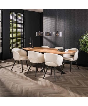 
Deze prachtige eetkamertafel is uitgevoerd in massief acaciahout. Er is voor een Deens ovaal blad gekozen met een spider frame. Echt een eye-catcher! De tafel is uitgevoerd in 180 cm en heeft ook een 215 cm uitvoering.Over het merkWij zijn continu bezig met het samenstellen van stoere collecties die naast functioneel ook nog is heel trendy zijn. Veel van ons assortiment is zo ontworpen dat het leuk bij elkaar staat in elke kamer, daarom raden wij zeker aan om even een kijkje te nemen in ons assortiment voor leuke matchende items! - Afmeting: 95.00x180.00x77.00 - Kleur: Bruin - Materiaal: Hout