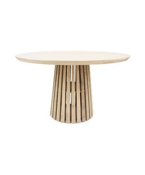 
Meet JUDE! Geïnspireerd op eettafel JOE is onze nieuwe ronde eettafel JUDE ontworpen. JUDE heeft een strak rond blad en een unieke designpoot in cone vorm. De latten met ruimte ertussen op de poot geven de eettafel een luchtige en verfijnde uitstraling. Merk: Kick Collection Kleur: Wit Hoogte: 76 cm Breedte: 120 cm Diepte: 120 cm Gewicht: 39,20 kg Materiaal: mango hout