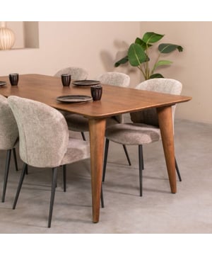 
Met eettafel Fly haal je een elegant meubelstuk in huis dat perfect te combineren is met jouw interieur. Deze rechthoekige tafel, uitgevoerd in Nature Smooth Mangohout, straalt warmte en luxe uit. De strakke afwerking en warme uitstraling zorgen ervoor dat de sfeer in je eetruimte verhoogt wordt. - Afmeting: 100x190x76 - Kleur: Bruin - Materiaal: Hout