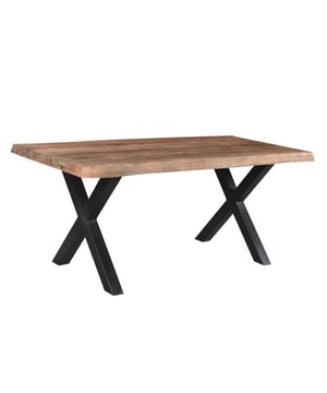 
Zoek je een robuuste en stijlvolle eettafel waar je heerlijk aan kunt tafelen met familie en vrienden? De Livingfurn Eetkamertafel Tree is een prachtige toevoeging aan elke eetkamer. Deze tafel combineert een natuurlijk, organisch gevormd mango houten tafelblad met stoere, zwart gecoate stalen X-poten, waardoor een unieke mix van rustieke en industriële stijlen ontstaat. Geniet van gezellige avonden aan deze eyecatcher!Het unieke karakter van het mango hout zorgt ervoor dat geen enkele tafel exact hetzelfde is. De organische randen geven de tafel een levendige, natuurlijke uitstraling. De stevige constructie van duurzaam mango hout en de robuuste stalen X-poten garanderen een lange levensduur en uitstekende stabiliteit. Bovendien is mango hout een milieuvriendelijke keuze, afkomstig van duurzame plantages. Met een lengte van 220 cm biedt deze tafel comfortabel plaats aan 6-8 personen, ideaal voor diners en bijeenkomsten. De tafel is eenvoudig te monteren met de meegeleverde handleiding en benodigde materialen.MerkLivingfurnProductcategorieEettafelModel/SerieTreeKleurBruin (Naturel tafelblad, Zwart onderstel)Materiaal TafelbladMango HoutMateriaal OnderstelGecoat StaalAfmetingen220x100x76 cmGewicht76 kgVormRechthoekigType potenX-vormigRand stijlOrganisch/Live EdgeAantal zitplaatsen6-8 personenMontageVereist montageGarantie1 jaar fabrieksgarantieExtra informatieGeschikt voor diverse interieurstijlen. Makkelijk schoon te maken en te onderhouden.OnderhoudsinstructiesGebruik een houtreiniger en onderhoud met matte polish en reiniger.
