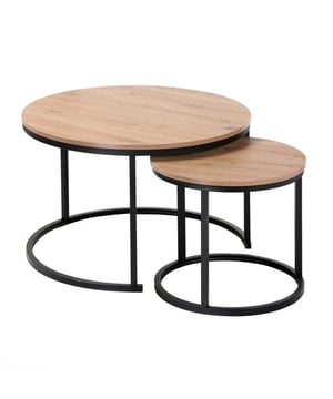 
Deze 2 nestende salontafels zijn ideaal voor kleine ruimtes omdat ze geen ruimte innemen en je ruimte besparen. Je kunt het gebruik van de 2 tafels aanpassen aan je behoeften en wensen. Deze salontafels zijn zeer praktisch in het dagelijks leven om te eten of te werken. Hun industriële ontwerp past bij elke interieurstijl. Productkenmerken: Set van 2 nestende salontafels met ronde vorm, zwarte metalen poten. Gemaakt van gelamineerde spaanplaten, dubbelzijdig, met zwarte metalen buizen. Productafmetingen : Lengte: 70 cm x Breedte: 70 cm x Hoogte: 45,5 cm - Netto gewicht: 9,05 kg. Verpakkingsafmetingen : Pakket nr. 1: Lengte: 78 cm x Hoogte: 9 cm x Diepte: 75 cm - Bruto gewicht: 10,10 kg. Merk: CaliCosy Kleur: Wooden Effect