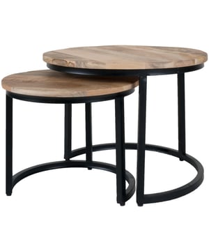 
Op zoek naar een gave salontafel set van 2? Wij stellen je voor aan Salontafel Jelle Set van 2! De industriële salontafel set van 2 is gemaakt van massief mango hout in combinatie met een zwart metalen frame. De tafels kunnen afzonderlijk van elkaar neer gezet worden of juist bij elkaar! De twee tafeltjes passen perfect in elkaar en hierdoor ontstaat een speels effect. Het ronde tafelblad (1,5 cm dik) is gemaakt van duurzaam mangohout, dit hout is gevlamd en heeft verschillende kleur schakelingen. Elk stuk is uniek! Deze salontafel set wordt gratis thuis bezorgd. Na ontvangst kan je de set direct een mooie plek in huis geven. De tafels zijn namelijk al in elkaar gezet. Mocht de set van 2 na ontvangt toch geen match zijn met jouw interieur, is het uiteraard mogelijk de set te retourneren. De retourkosten voor dit product zijn €7.95. Afmetingen: Kleine tafel: 33 x 42 x 42 cmGrote tafel: 39 x 54 x 54 cmOnderhoudMangohout heeft in het algemeen weinig onderhoud nodig en is behandeld tegen vocht en vlekken. Wij geven echter geen garantie op het eventueel ontstaan van oneffenheden. Om beschadigingen, vlekken en kringen te voorkomen, raden wij aan om onderzetters en/of viltjes te gebruiken.Het mangohout is afgewerkt met een beschermlaag. Om het hout te beschermen én mooi en levendig te houden raden wij aan om het hout 2 tot 4 keer per jaar te behandelen met Elite Polish. Merk: Home67 Materiaal: Mangohout,Metaal Kleur: Bruin;Zwart EAN: 7141047080662