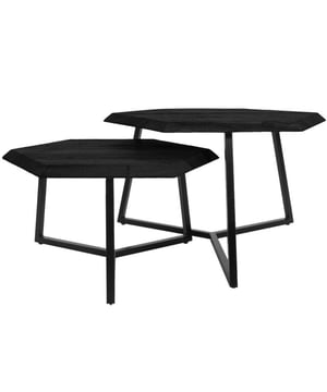 
Salontafel Kiara is een set van 2 tafels. De combinatie van een slanke metalen frame en zeshoekige mangohouten blad, geeft deze salontafel set van 2 een speelse en stoere look. De twee tafels, van de bijzettafel set van 2 zwart, verschillen in hoogte, hierdoor kunnen ze gemakkelijk onder elkaar geschoven worden! Omdat mangohout een natuurproduct is kan het blad van de getoonde afbeelding qua kleur lichtelijk afwijken van de set die u thuis geleverd krijgt. Deze salontafel set wordt gratis thuis bezorgd. Na ontvangst kan je de set direct een mooie plek in huis geven. De tafels zijn namelijk al in elkaar gezet. Mocht de set van 2 salontafels na ontvangt toch geen match zijn met jouw interieur, is het uiteraard mogelijk de set te retourneren. De retourkosten voor dit product zijn €7.95. Afmetingen:Kleine tafel: 56 x 56 x 35 cm.Grote tafel: 63 x 63 x 41 cm. Onderhoud Mangohout heeft in het algemeen weinig onderhoud nodig en is behandeld tegen vocht en vlekken. Wij geven echter geen garantie op het eventueel ontstaan van oneffenheden. Om beschadigingen, vlekken en kringen te voorkomen, raden wij aan om onderzetters en/of viltjes te gebruiken. Het mangohout is afgewerkt met een beschermlaag. Om het hout te beschermen én mooi en levendig te houden raden wij aan om het hout 2 tot 4 keer per jaar te behandelen met Elite Polish. Merk: Home67 Materiaal: Mangohout,Metaal Kleur: Zwart EAN: 8720769971923