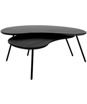 
De perfecte aanvulling op je woonkamer: Salontafel Ludo! Deze organische salontafel, verkrijgbaar als een set van twee, combineert de huidige organische trend met functionaliteit op een unieke manier. De salontafelset biedt veel ruimte, ideaal om decoratieve items, boeken of je favoriete drankjes binnen handbereik te houden. Met zijn organische ontwerp voegt de salontafelset een natuurlijk element toe aan je interieur. Kies uit twee kleuren, zwart of bruin mangohout, om naadloos aan te sluiten bij jouw persoonlijke stijl en interieur. De metalen poten hebben een diameter van 2 cm. Het mangohout geeft de tafels niet alleen een tijdloze uitstraling maar zorgt ook voor duurzaamheid en warmte in jouw interieur! Afmetingen: Grote tafel: 120 x 84 x 39 cm.Kleine tafel: 92 x 58 x 33.5 cm. Merk: Home67 Materiaal: Mangohout,Metaal Kleur: Zwart EAN: 8720769979622