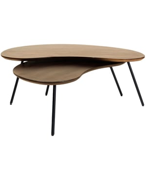 
De perfecte aanvulling op je woonkamer: Salontafel Ludo! Deze organische salontafel, verkrijgbaar als een set van twee, combineert de huidige organische trend met functionaliteit op een unieke manier. De salontafelset biedt veel ruimte, ideaal om decoratieve items, boeken of je favoriete drankjes binnen handbereik te houden. Met zijn organische ontwerp voegt de salontafelset een natuurlijk element toe aan je interieur. Kies uit twee kleuren, zwart of bruin mangohout, om naadloos aan te sluiten bij jouw persoonlijke stijl en interieur. De metalen poten hebben een diameter van 2 cm. Het mangohout geeft de tafels niet alleen een tijdloze uitstraling maar zorgt ook voor duurzaamheid en warmte in jouw interieur! Afmetingen: Grote tafel: 120 x 84 x 39 cm.Kleine tafel: 92 x 58 x 33.5 cm. Merk: Home67 Materiaal: Mangohout,Metaal Kleur: Bruin EAN: 8720769979615