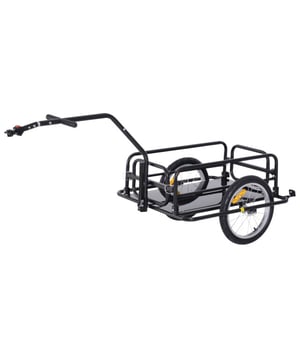 
Er kan veel op de fiets vervoerd worden. Dat is zelfs heel gemakkelijk met de HOMCOM-aanhanger. De universele koppeling past op vrijwel iedere fiets en is snel aan- en af te koppelen. Het robuuste stalen frame is belastbaar tot 36 kg. Met de 16 inch banden is de aanhanger ook in volle belading makkelijk te trekken terwijl de velgreflectoren voor beter zicht zorgen.Omschrijving:· 16 inch banden voor goede en soepele rijeigenschappen· Robuust stalen frame is belastbaar tot 40 kg en zorgt voor een hoge stabiliteit· Kan worden ingeklapt om ruimte te besparen en gemakkelijk op te bergen· Velgreflectoren zorgen voor een betere zichtbaarheid· Universele aanhangerkoppeling past op bijna elke fiets· Handvat voor gebruik als handkar· Max. lading 40 kgTechnische specificaties:· Materiaal: staal, rubber· Kleur: zwart· Afmetingen: l 155 x b 71,5 x h 77 cm· Afmetingen laadruimte: l 71 x b 42 x h 25 cm· Afmetingen wiel: Ø 16 inch· Gewicht: 12kg· Draagvermogen: 40kg - Afmeting: - Kleur: Zwart - Materiaal: Staal
