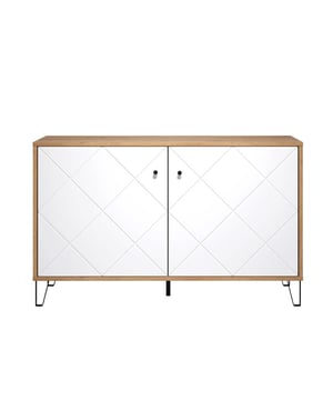 
Productkenmerken: 2 deuren. 2 planken aan de binnenkant. Gemaakt van eikenfineer melamine spaanplaat en fronten van mat wit melamine MDF. PEFC-gecertificeerd, wat betekent dat het hout afkomstig is uit duurzaam beheerde bossen. De deuren zijn voorzien van een soft-close systeem. Zwarte metalen epoxy gelakte poten. Wordt gedemonteerd geleverd, zonder decoratie. Productafmetingen: Lengte 123 cm x Hoogte 76 cm x Breedte 40 cm - Netto gewicht: 34,19 kg. Verpakkingsafmetingen: Verpakking 1: Lengte 149 cm x Hoogte 7,3 cm x Diepte 47 cm - Bruto gewicht: 23,2 kg. Verpakking 2: Lengte 73 cm x Hoogte 6,7 cm x Diepte 66,5 cm - Bruto gewicht: 14,36 kg. Totaal bruto gewicht: 37,56 kg. Merk: CaliCosy Kleur: White