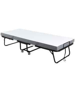 
Bang dat er geen bedden beschikbaar zijn voor onverwachte gasten? Dit praktische en comfortabele reisbed van HOMCOM bereidt je voor op overnachtingen en biedt je gasten een zeer comfortabele slaapplaats. Het bed kan snel worden uitgeklapt en moeiteloos worden verplaatst dankzij vier lichtlopende wielen. Wanneer je hem niet gebruikt, kun je hem opvouwen en ruimtebesparend opbergen. De zachte schuimmatras zorgt voor een comfortabel liggevoel en een goede nachtrust.Omschrijving:· Ideaal als flexibel reisbedje· Inklapbaar ontwerp: ruimtebesparend en eenvoudig op te bergen· Dik gewatteerd kussen biedt hoog slaapcomfort· Metalen frame zorgt voor duurzaamheid en stabiliteit· 4 wielen zorgen voor een gemakkelijke verplaatsing, 2 wielen zijn uitgerust met remmen· Montage vereistTechnische specificaties:· Kleur: Wit, zwart· Materiaal: staal, schuim, stof (100% polyester)· Totale afmetingen: 200B x 75D x 42,5H cm· Afmetingen ingeklapt: 75B x 30D x 115H cm· Matrasdikte: 10 cm· Draagvermogen: 150 kgGeweldig gastbed: u kunt dit vouwbed in een paar minuten uitklappen zonder extra gereedschappen, zodat u zelfs uitstekend bent voor de spontane overnachtgasten. Opslaan: het vouwbed overwint de tekortkomingen van conventionele matrassen die groot zijn en niet gemakkelijk kunnen worden opgeborgen. Als het niet wordt gebruikt, kan het eenvoudig worden gevouwen in het midden- en ruimte -redding. De matrasafdekking is gemakkelijk te verwijderen en wasbaar. Dankzij het stalen frame kan dit bed tot 150 kg dragen. Mobiel: de 4 soepele rollen maken het transport en de opslag van dit draagbare vouwbed voor mensen van alle leeftijden naar Childens omdat het gemakkelijk door één persoon kan bewegen. Twee vastberaden wielen kunnen veilig worden beveiligd om te voorkomen dat het bed wegglijdt. Productgegevens: Totaal afmetingen: 200b x 80T x 42,5H cm, vouwafmetingen: 80B x 30T x 115H cm. Veerkracht: 150 kg. - Afmeting: - Kleur: Wit - Materiaal: Staal