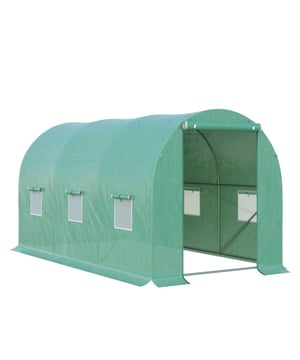 
Ontdek de veelzijdigheid en robuustheid van de Outsunny Tunnelserre kas, een ideale oplossing voor tuinliefhebbers die hun eigen producten willen kweken. Deze tunnelserre, met een slim ontwerp, biedt de perfecte beschermde omgeving voor diverse soorten planten, van delicate tomaten tot robuuste kruiden. Het stevige kunststof gaasplastic zorgt voor optimale lichtinval, terwijl schadelijke UV-straling wordt gefilterd voor een stabiele groeiomgeving. Dankzij de ruime afmetingen kun je meerdere plantensoorten tegelijkertijd plaatsen, wat ideaal is voor hobbytuinders en professionals. De geïntegreerde ramen zijn niet alleen handig voor ventilatie, maar ook voor het eenvoudig regelen van de binnentemperatuur en luchtvochtigheid. Dit alles draagt bij aan een gezondere groei en hogere opbrengst. Met een solide structuur van duurzame materialen biedt de serre weerresistentie, diepgewortelde stabiliteit en eenvoudige montage mogelijkheden. Gebruiksgemak staat voorop: de serre is zodanig ontworpen dat deze in een mum van tijd kan worden opgezet, zonder dat er specialistische hulpmiddelen nodig zijn. De gebruiksvriendelijke ritssluiting biedt gemakkelijke toegang, terwijl de stevige voetsteunen en ankers zorgen voor extra stabiliteit, zelfs in winderige omstandigheden.Voordelen:Verhoogt plantengroei en productiviteitDuurzaam en weerbestendig ontwerpUitgerust met ventilatieramenVeelzijdig en ruim interieurBeschermt tegen ongunstige weersomstandighedenEenvoudig te demonteren en op te bergen  Materiaal: staal, PE Kleur: Groen Totale afmetingen: 395L x 195B x 190H cm Deur: 100L x 160B cm Filmdikte: 140 g/m²tunnelserre, kweekkas, tomatenkas, plantenkas, tuinserre - Afmeting: - Kleur: Groen - Materiaal: Metaal