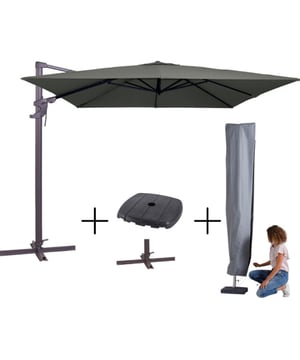 
MEGA DEAL! Bestel Nu de Madison Flex Parasol III met enorme korting!Geniet deze zomer van schaduw en stijl met onze MEGA DEAL op Madison parasols! Voor een beperkte tijd bieden we een complete parasolset aan tegen een ongekend lage prijs. Haast je, want OP=OP!Maak je buitenruimte compleet met de Madison Flex Parasol III. Deze parasol combineert functionaliteit met elegantie, zodat je de perfecte schaduwrijke plek kunt creëren tijdens de zonnige dagen.Wat krijg je?Parasol Monaco Flex III 300x300 cm: Een ruime en stijlvolle parasol die je optimale bescherming biedt tegen de zon.Kruisvoet Saint-Tropez/Monaco & Vulbare Voet 85kg Black: Een stevige en stabiele basis voor je parasol, zodat je zorgeloos kunt genieten van je tijd buiten.Parasolhoes: Bescherm je parasol tegen weer en wind met deze handige hoes.Waarom kiezen voor Madison?Madison staat bekend om de productie van hoogwaardige kussens voor tuin en interieur. Als marktleider in design, ontwerp, productie en distributie biedt Madison een breed scala aan producten, waaronder:TuinkussensDecoratieve sierkussensKussens voor honden en kattenEen uitgebreide lijn deels gepatenteerde parasolsWacht niet langer en profiteer van deze unieke kans om jouw buitenruimte compleet te maken. Bezoek onze website en koop vandaag nog jouw nieuwe Madison parasolset!Haast je, want OP=OP! - Afmeting: 300x300x245cm - Kleur: Grijs - Materiaal: Polyester