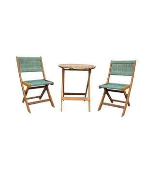 
Laat je tuin of balkon stralen met de tuinmeubels van SenS-Line. Het is weer tijd om massaal van de buitenlucht te genieten. En wat is nou een betere plek om dit te doen dan in je eigen tuin. Breng stijl en comfort naar je buitenruimte met onze onweerstaanbare collectie tuinmeubels. Of je nu kiest voor een gezellige loungeset, een picknicktafel voor kinderen of een elegant bistrosetje, wij hebben alles om van je tuin een plek te maken waar ontspanning en plezier hand in hand gaan.Belangrijkste informatie over het artikel: Set van 3.Inklapbaar.Afmeting tafel: 60x60x70Afmeting stoel (2x): 42,5x51x80 - Afmeting: 60x60x70 - Kleur: Groen - Materiaal: Hout
