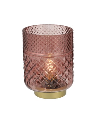 
De Tafellamp LED Ø12x17,5 cm Bordeaux rood is een prachtige toevoeging voor in je interieur. Plaats de glazen tafellamp op je bijzettafel of in de kast. Maar ook op je nachtkastje of in de hal is de tafellamp een leuke toevoeging. De Bordeaux rode tafellamp is een lamp op batterij waardoor je deze overal in huis gemakkelijk kunt neerzetten. De trendy tafellamp is gemaakt van glas en heeft een matte afwerking. De voet is gemaakt van messing. MATERIAAL: Glas, Messing KLEUR: Bordeaux rood, Goud AFMETING: Ø12 x 17,5 cm DETAILS: Werkt op 2 AAA / LR03-batterijen. Niet meegeleverd. Merk: CASA DI ELTURO Materiaal: Glas Kleur: Bordeaux rood
