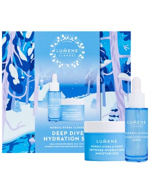 Experience ultimate hydration with the Lumene Nordic Hydra Deep Dive Hydration Set. This skincare duo features the Aqua Hydration Serum and Intense Hydration Moisturizer, both enriched with Organic Nordic Birch Sap and triple Hyaluronic Acid to deliver lasting moisture and promote a radiant complexion. The 30ml Aqua Hydration Serum revitalizes your skin by enhancing its natural hydration abilities, while the 50ml Intense Hydration Moisturizer provides 72 hours of lightweight hydration, leaving your skin feeling soft, smooth, and refreshed. Perfect for all skin types.